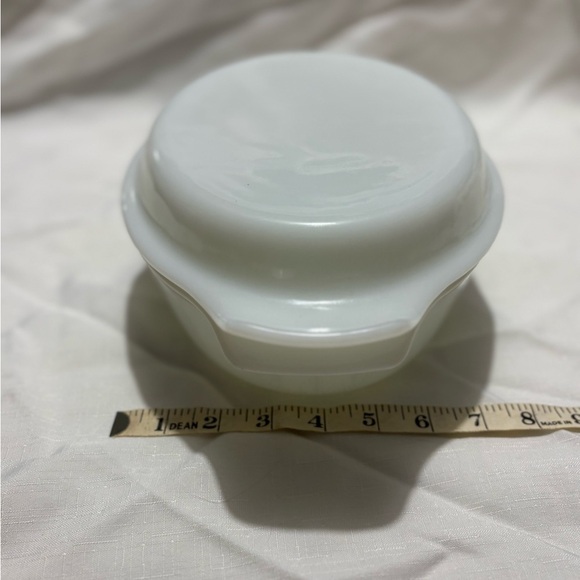 Fire King White Casserole Dish with Green Floral Design - Picture 3 of 6